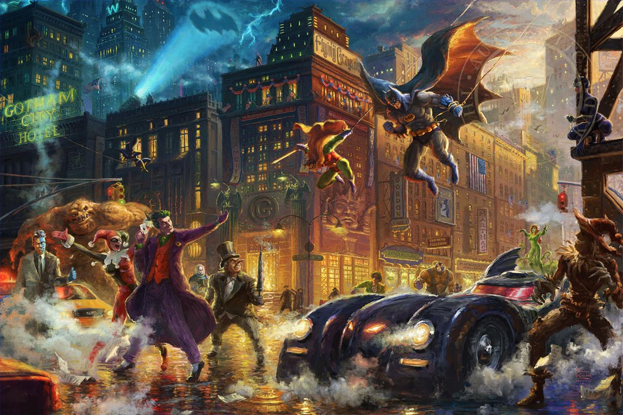 Der dunkle Ritter rettet Gotham City Hollywood Film Thomas Kinkade Ölgemälde